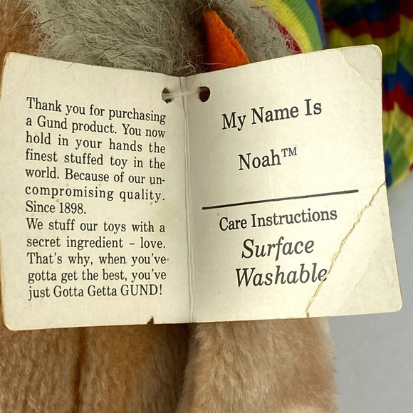 Vintage 1981 GUND Noah the Gnome / Troll 8 inch Plush with Striped Nightcap - Picture 9 of 10